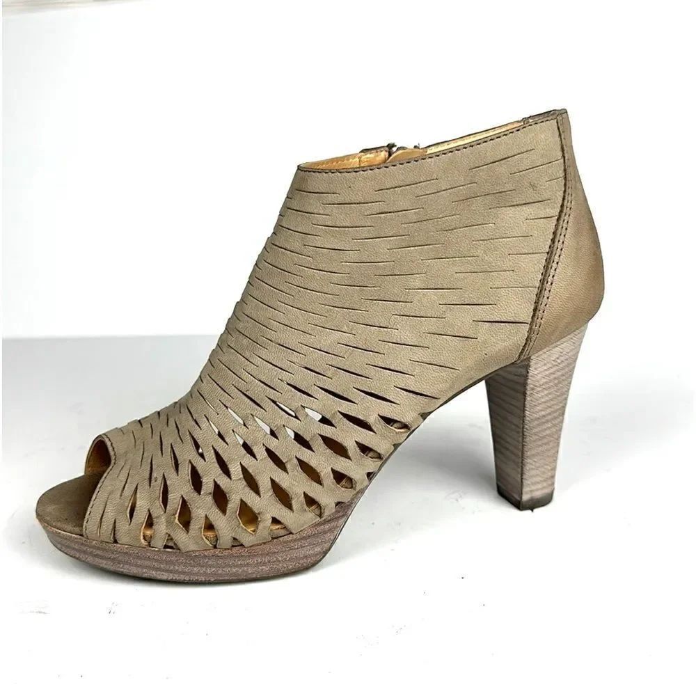 Paul Green Tacey Metallic Peep Toe Platform Bootie’s Perforated High Heel US 8
